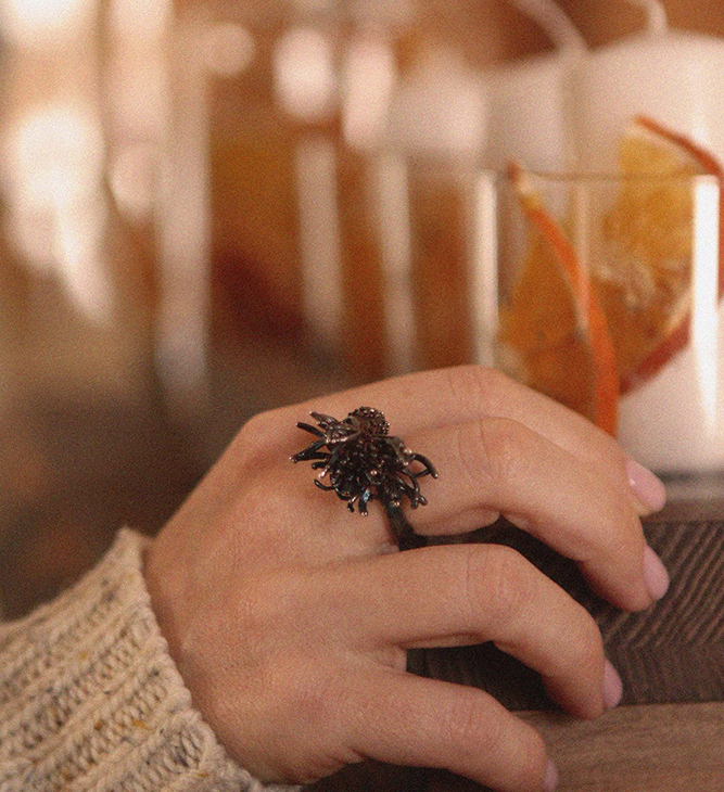 Кольцо в серебре Fleur de Magique, Василек, фото 3